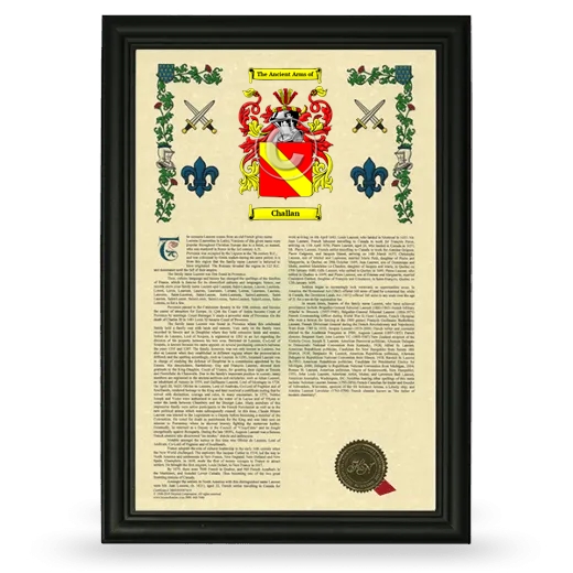 Challan Armorial History Framed - Black