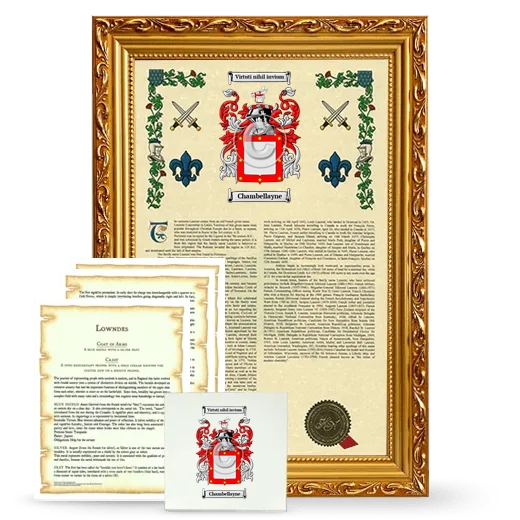 Chambellayne Framed Armorial, Symbolism and Large Tile - Gold