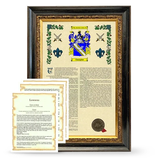 Champine Framed Armorial History and Symbolism - Heirloom