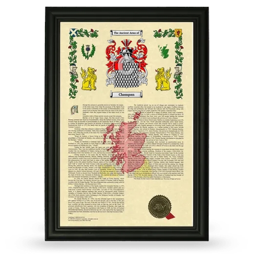 Champan Armorial History Framed - Black