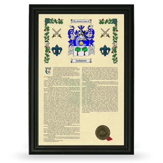 Lachancee Armorial History Framed - Black
