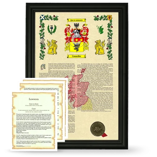 Counciler Framed Armorial History and Symbolism - Black