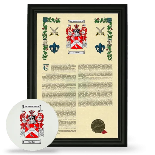 Cardan Framed Armorial History and Mouse Pad - Black