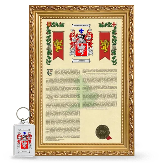 Charlay Framed Armorial History and Keychain - Gold