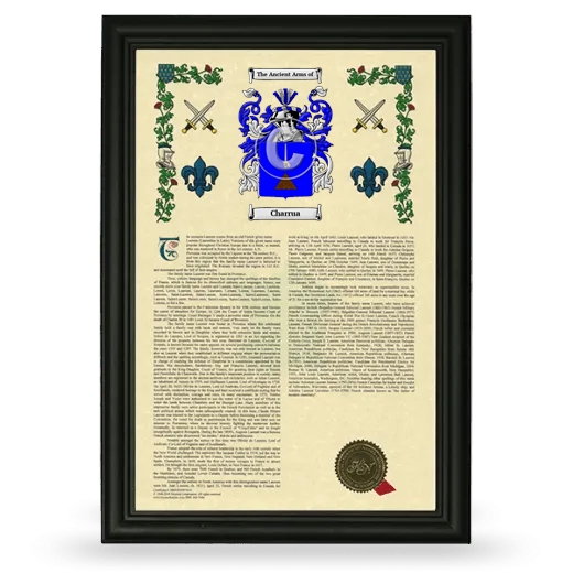 Charrua Armorial History Framed - Black