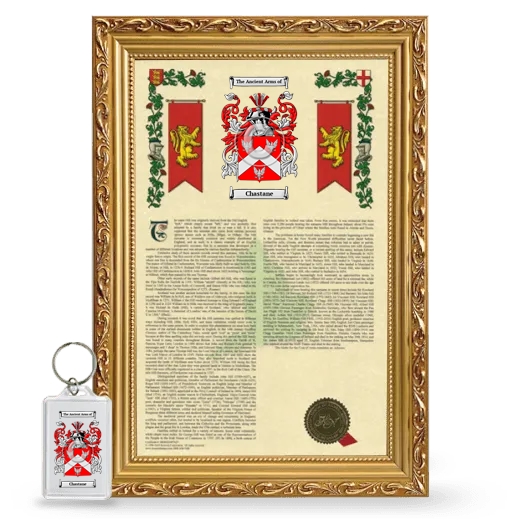 Chastane Framed Armorial History and Keychain - Gold