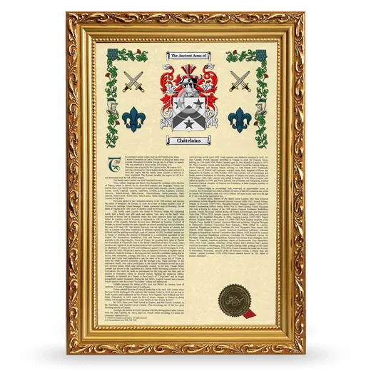 Châtelains Armorial History Framed - Gold