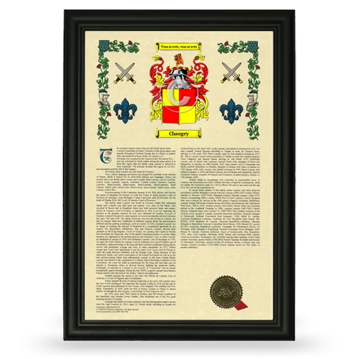 Chaugey Armorial History Framed - Black