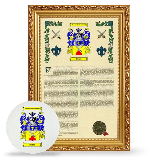 Dufau Framed Armorial History and Mouse Pad - Gold
