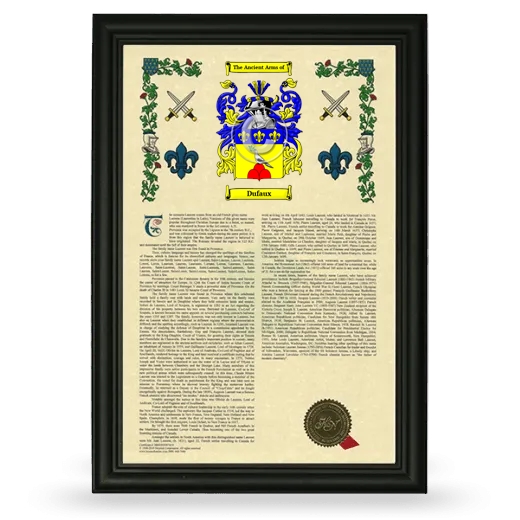 Dufaux Armorial History Framed - Black