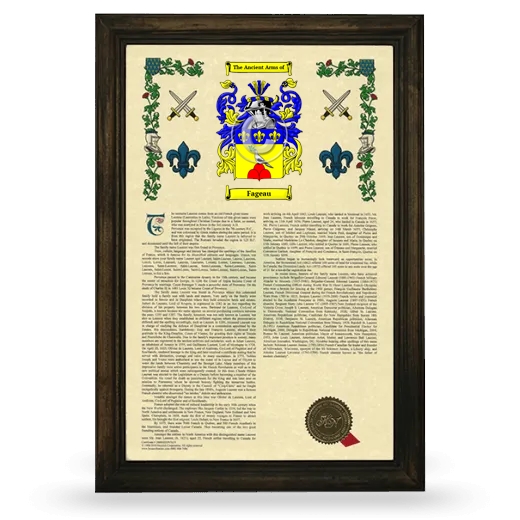Fageau Armorial History Framed - Brown