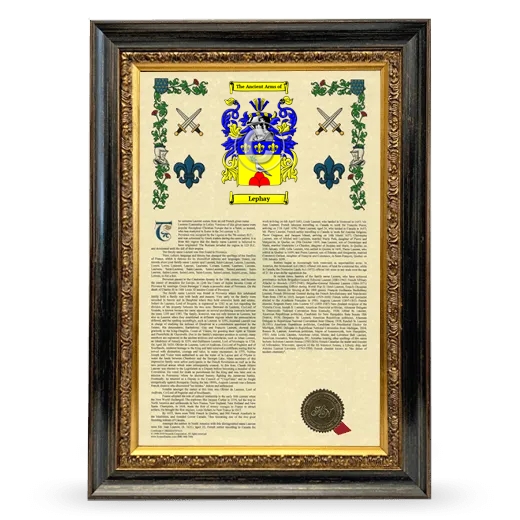 Lephay Armorial History Framed - Heirloom