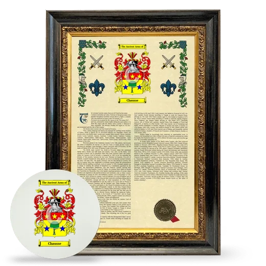 Chausse Framed Armorial History and Mouse Pad - Heirloom