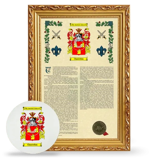 Chauvelon Framed Armorial History and Mouse Pad - Gold