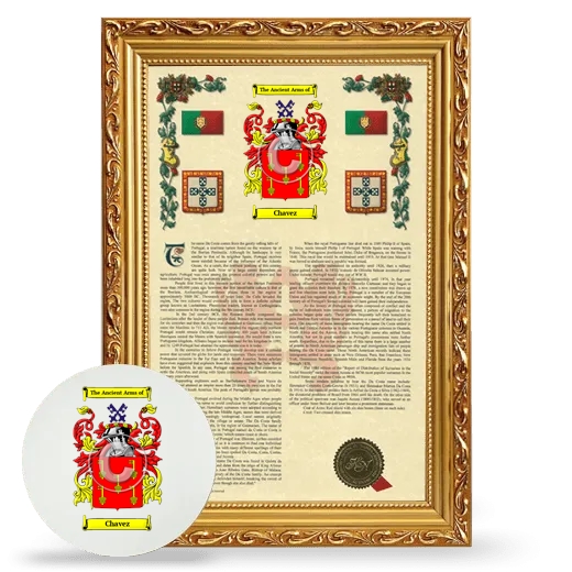 Chavez Framed Armorial History and Mouse Pad - Gold