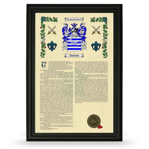 Chavanne Armorial History Framed - Black