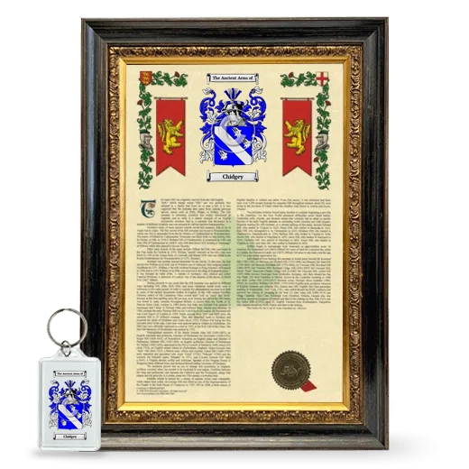 Chidgey Framed Armorial History and Keychain - Heirloom