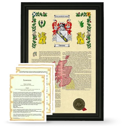 Chesnay Framed Armorial History and Symbolism - Black