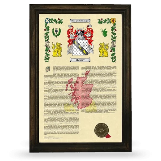 Chesnay Armorial History Framed - Brown