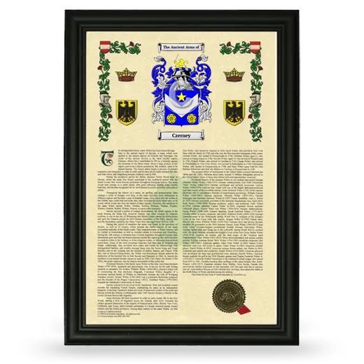 Czerney Armorial History Framed - Black