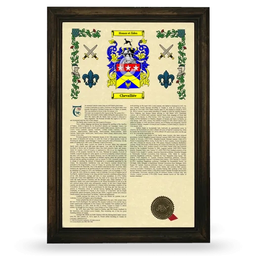 Chevalliée Armorial History Framed - Brown
