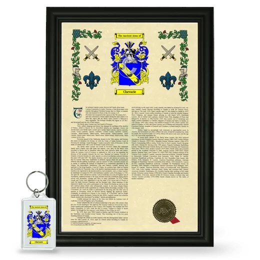Chevarie Framed Armorial History and Keychain - Black