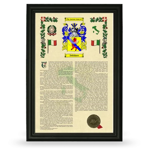 Delchiaro Armorial History Framed - Black