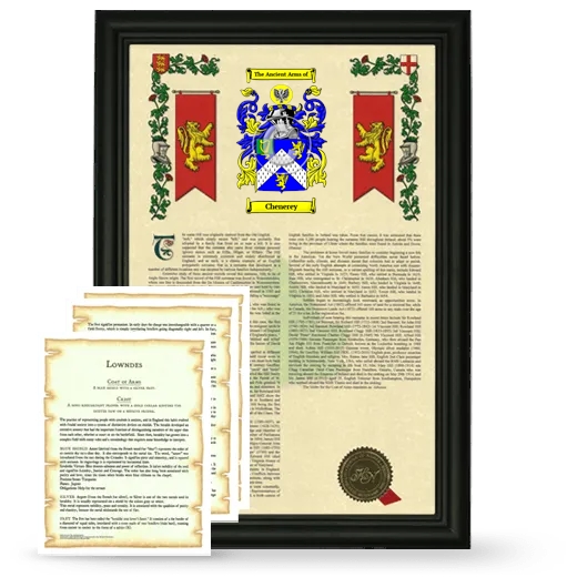 Chenerey Framed Armorial History and Symbolism - Black