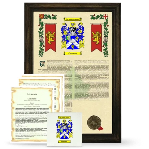 Chenerey Framed Armorial, Symbolism and Large Tile - Brown