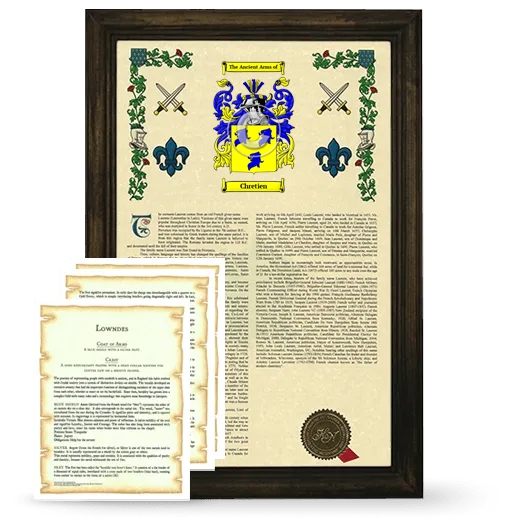 Chretien Framed Armorial History and Symbolism - Brown