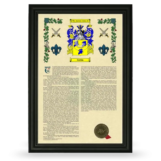 Cretin Armorial History Framed - Black