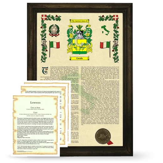 Cecala Framed Armorial History and Symbolism - Brown