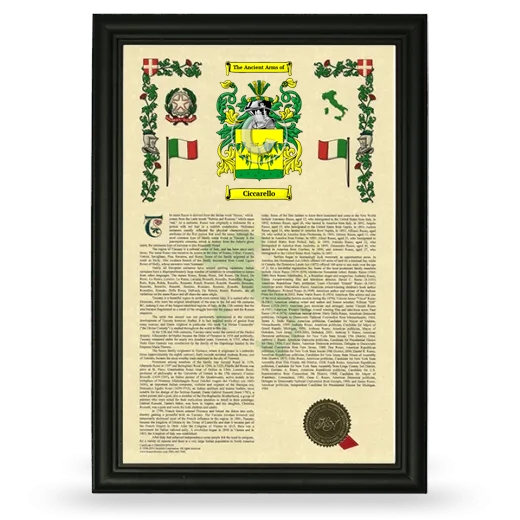 Ciccarello Armorial History Framed - Black