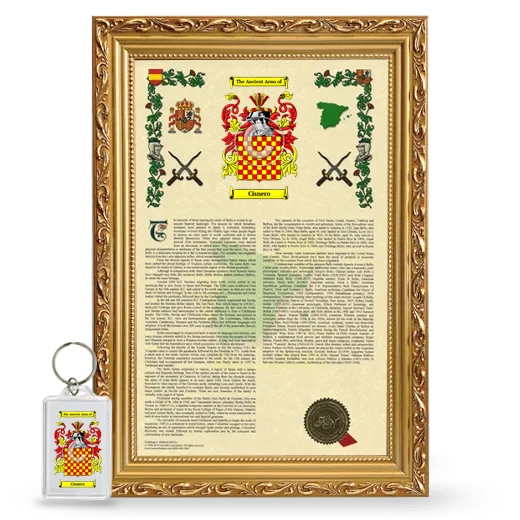 Cisnero Framed Armorial History and Keychain - Gold