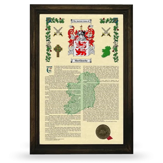 MacGlanchy Armorial History Framed - Brown