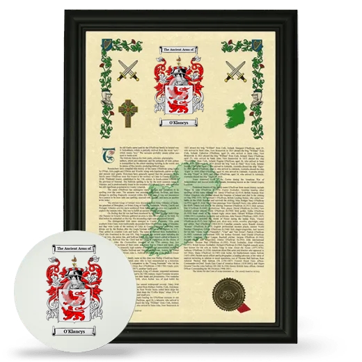 O'Klancys Framed Armorial History and Mouse Pad - Black