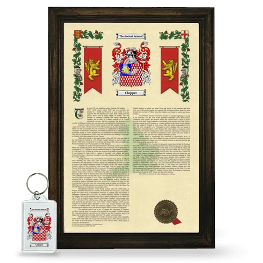 Clapper Framed Armorial History and Keychain - Brown