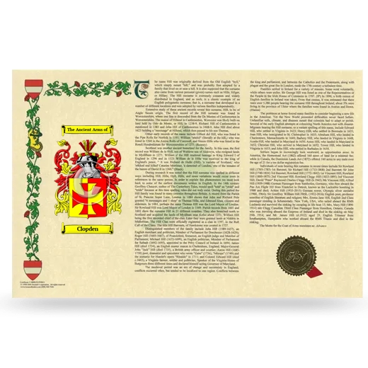 Clopden Armorial History Landscape Style