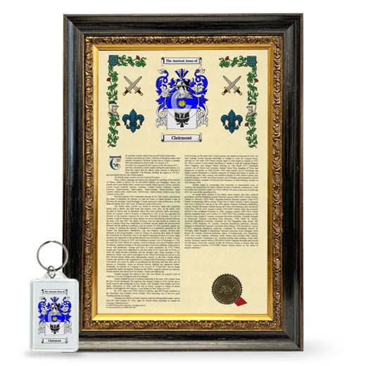 Clairmont Framed Armorial History and Keychain - Heirloom