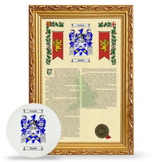 Clarcke Framed Armorial History and Mouse Pad - Gold