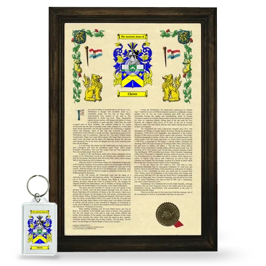 Claver Framed Armorial History and Keychain - Brown