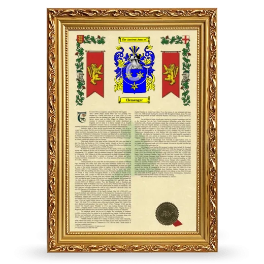 Clemenger Armorial History Framed - Gold