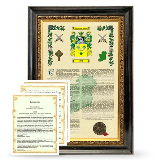 Clery Framed Armorial History and Symbolism - Heirloom