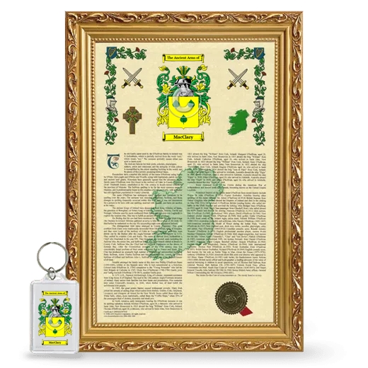 MacClary Framed Armorial History and Keychain - Gold