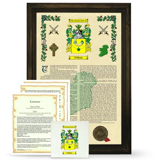 O'Gleary Framed Armorial, Symbolism and Large Tile - Brown