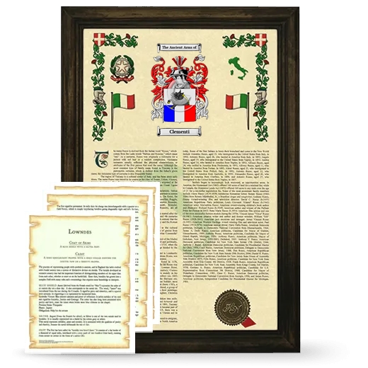 Clementi Framed Armorial History and Symbolism - Brown