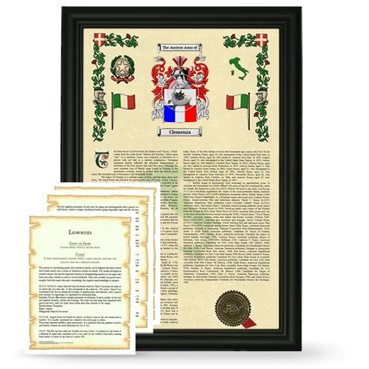 Clemenza Framed Armorial History and Symbolism - Black