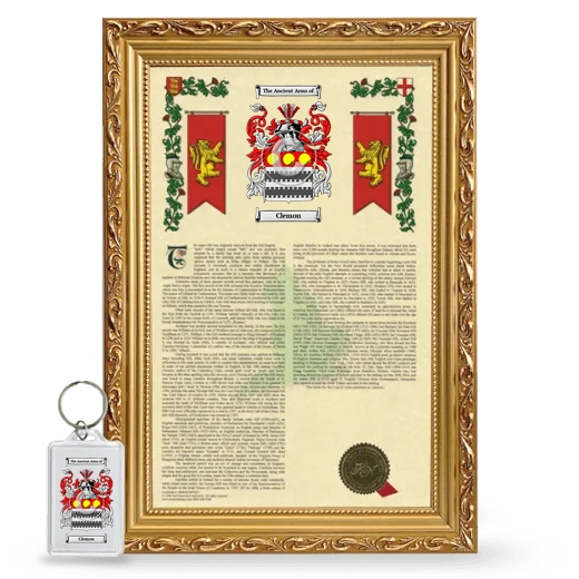 Clemon Framed Armorial History and Keychain - Gold