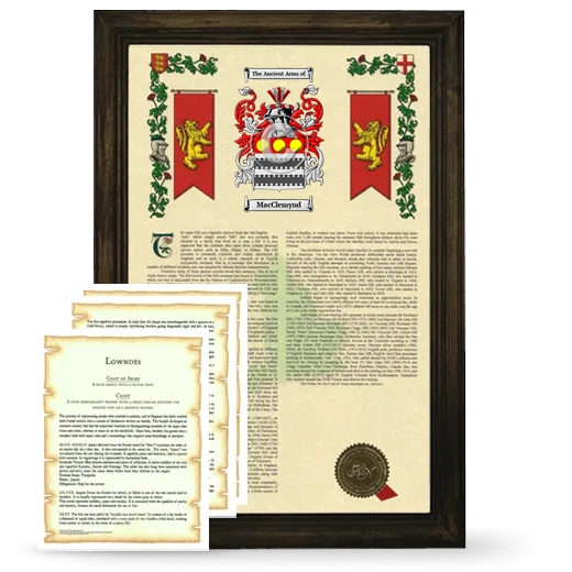 MacClemynd Framed Armorial History and Symbolism - Brown
