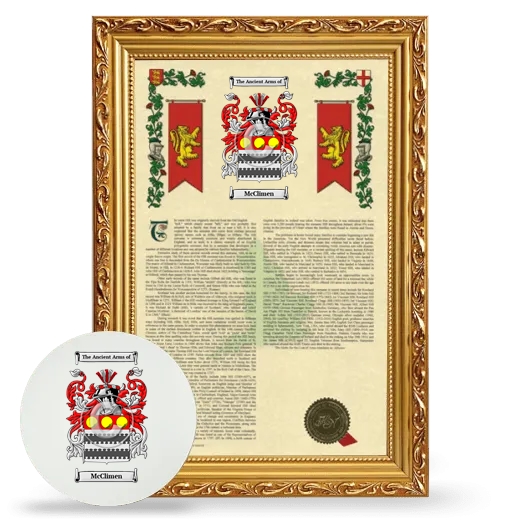 McClimen Framed Armorial History and Mouse Pad - Gold